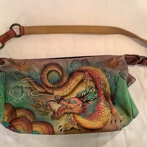 Vintage Anuschka dragon hand painted leather handbags preowned